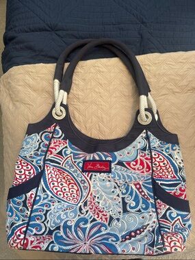Vera Bradley Navy, Red & Light Blue Paisley Tote